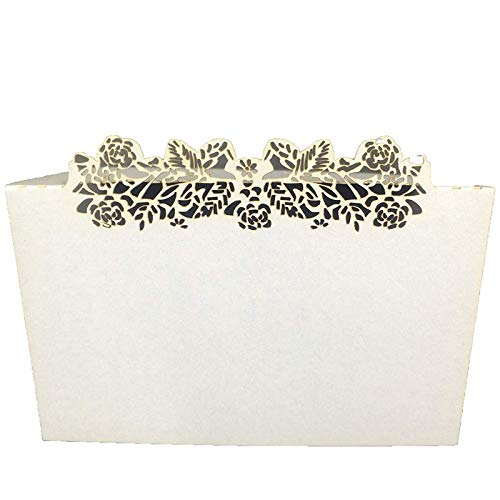 Cartes de table découpées au laser avec roses pour placement de invités - 2