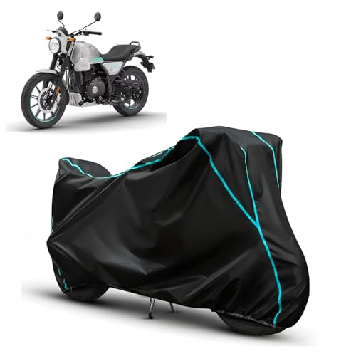 Image of Water Resistant Bike Cover for RE Scram 440 All Weather, UV Heat Resistant, Dustproof, Triple Stitched, Windproof Elastic Bottom
