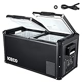 ICECO VL75 Pro 79.2 Quarts Dual Zone Portable Refrigerator with SECOP Compressor, Multi-directional...