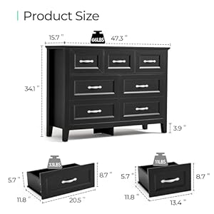 Linsy home 7 drawers dresser for bedroom wood bedroom dresser farmhouse drawer chest 7 chest of drawer tall dresser for closet dressers organizer for living room closet hallway  urban country home decor