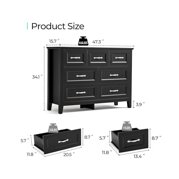 Linsy home 7 drawers dresser for bedroom wood bedroom dresser farmhouse drawer chest 7 chest of drawer tall dresser for closet dressers organizer for living room closet hallway  urban country home decor
