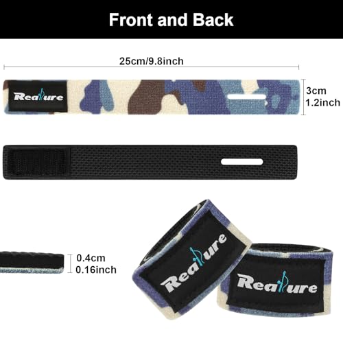 Realure 8 Pcs Fishing Rod Straps Adjustable Neoprene Ties Straps Elastic Fishing Rod Belt Ties for Fixed Fishing Rods Gear Strap Spinning Rod Sea Rod Feeder Rod Carp Rod Wrap Protectors - Image 3