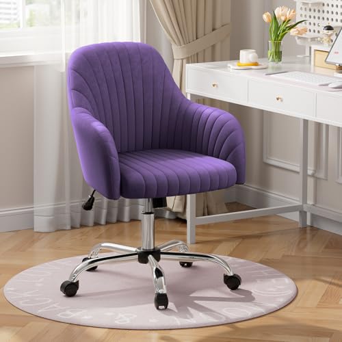 Warmiehomy Velvet Desk Chair in Purple