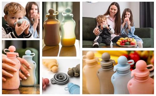 Image of Reusable Pouches for Toddlers Silicone Refillable Baby Food Feeder with Funnel, Food Storage for Kids Squeezable Pouch, Washable & Freezer - Perfect for Fruit, Yogurt and Smoothies, 5oz, 1 Pack
