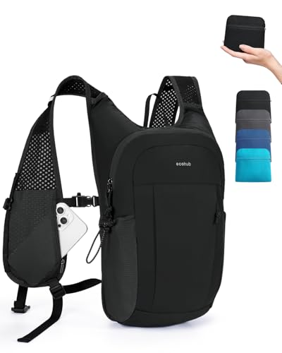 ECOHUB 15L Lightweight Packable Hiking Backpack for Travel, Small Daypack with Chest Strap & Phone Pocket, Water Resistant Foldable Backpack for Men Women