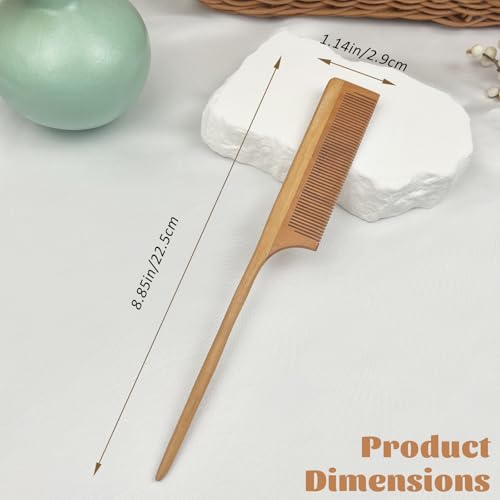 Peine de madera con cola para peinar diario, antiestático miniatura 6