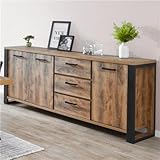 NUEMOBLE, Aparador industrial color madera oscura ONNIX