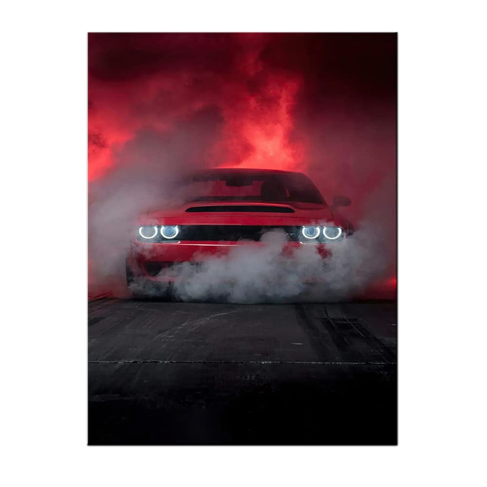 Car Art for Men Boys Bedroom Décor Red Supercar Poster Print for Teen Boys Room Wall Art Canvas Painting Print Framed to Hang (12x16inch, Car1)