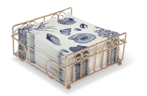 Boston International Cocktail Napkin Caddy, Garden Gate Design in Antique White