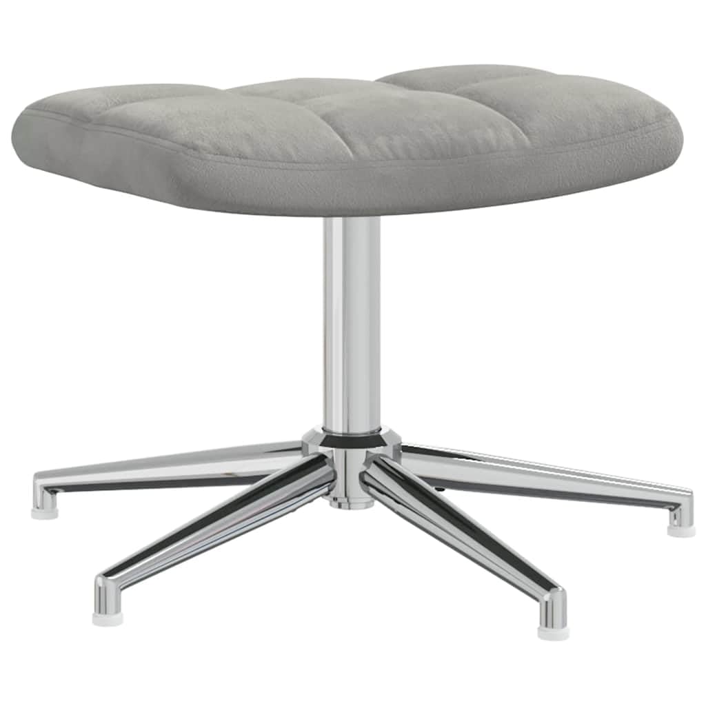 Sillón de relajación con taburete, terciopelo, gris claro, 62 x 68 x 98 cm, diseño cuadrado moderno, giratorio de 360°, cómodo sillón de lectura para salón, dormitorio, oficina