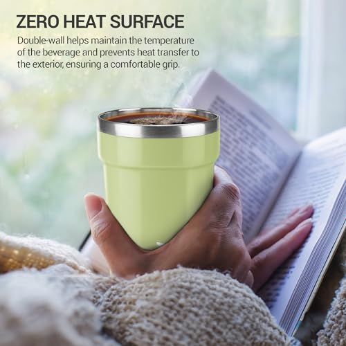 Image of MILTON Cool Touch Deccan Coffee Mug 350 Double Walled 330 ml Inner Stainless Steel Tea Mug with Lid, Coffee Mug Travel Tea Cup, Black Coffee, Tea Cup Single, Green