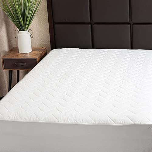 Image of Waterguard Quilted Cotton Mattress Pad - Twin XL Size - Soft, Comfortable, and Fluffy Mattress Pad - Waterproof Mattress Protector Stretched 13 inch for Snug Fit on Regular Sized Mattress
