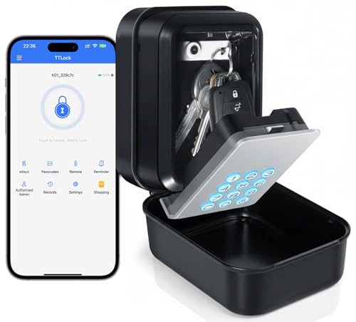 Prohomchoic Smart Key Lock Box with Code – Bluetooth & PIN Unlock, APP Controlled Digital Lockbox for Keys, Generate eKeys and Remote Passcodes for Airbnb Landlords Families Realtors (Grey)