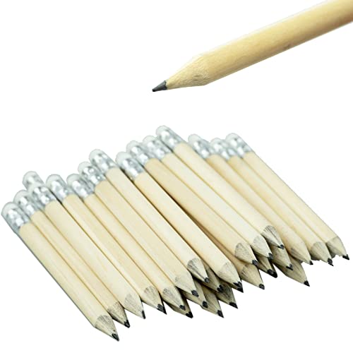 LWMLWM Lot de 40 mini crayons en bois courts avec gomme et demi crayon de golf - Pour enfants d'école et maison (10 cm)