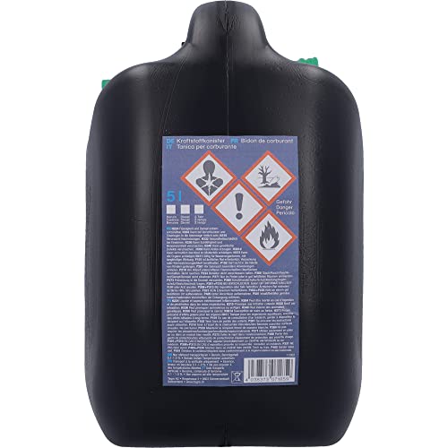 Benzinkanister, Kraftstoffkanister für Treibstoff aller Art, mit UN Zulassung, inklusive Ausgießer, Kunststoff, schwarz, 5L