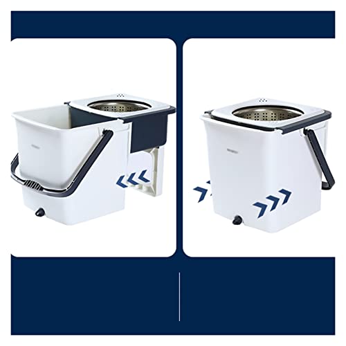 CLoxks Wischmopp und Putzeimer Set Faltbarer Spin-Mopp und Eimer mit Wringer-Set - for Hausküche Bodenreinigung - nasse/trockene Verwendung auf Hartholz & Fliesen Putzeimer und Bodenwischer mit – Bild 5