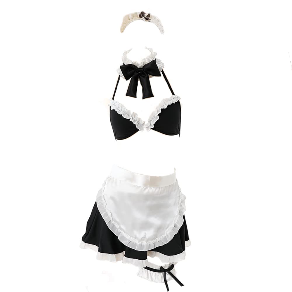 JasmyGirls Sexy Maid Lingerie for Women French Maid Costume Anime Cosplay Outfit Naughty Apron Cute Bra Skirt Set Kawaii Roleplay