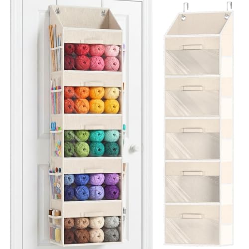 Ofiray-home Hanging Yarn Storage Organizer with 5 Drawers, Over the