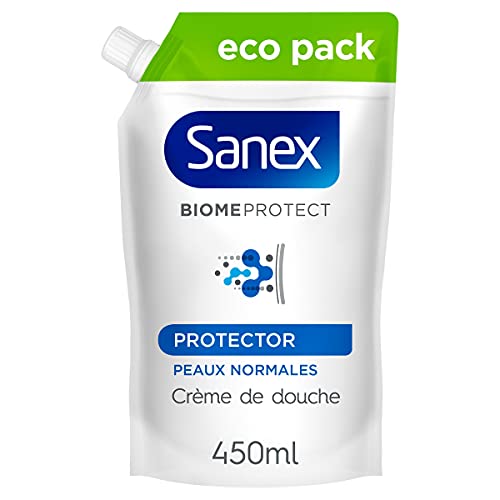 Sanex Biomeprotect Dermo Protector Gel Douche Prébiotique Respectueux du Microbiome Cutané Eco-Pack 450 ml, 1 Unité Cover