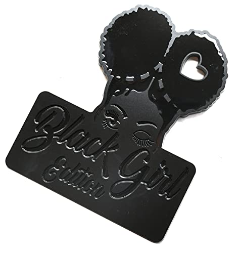 Image of Custom Black Girl Edition Car Badge Emblem Decals - Compatible Vehicles, Doors, Body, Fenders, Trunk - Stylish Dynamic Look (Black)