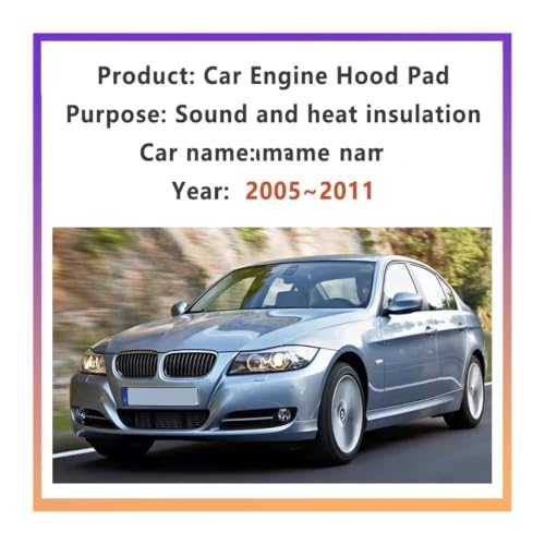 Coussin sonore voiture contre la chaleur du moteur BMW Série 3 E90 E91 E92 E93