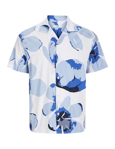 JACK & JONES Herren Jprblapalma Resort Shirt S/S Sn Freizeithemd 12252948 ,Chambray Blue/Fit:relaxed Fit ,L
