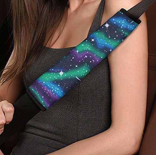 Paquete de 2 Almohadillas para cinturón de Seguridad, Almohadillas para arnés de Coche con Gancho y Bucle, cojín de Viaje, Funda para cinturón de Seguridad de Coche (Cielo Estrellado)