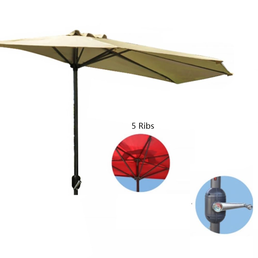 Ombrellone Da Parete Esterni Ombrellone Da Giardino A Mezzaluna | Ombrellone Semicircolare 5 Costole Ombrellone Da Balcone Per Ristorante Mercato