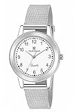 TIMEWEAR Reloj analógico con correa de acero inoxidable para mujer, blanco, Japonés