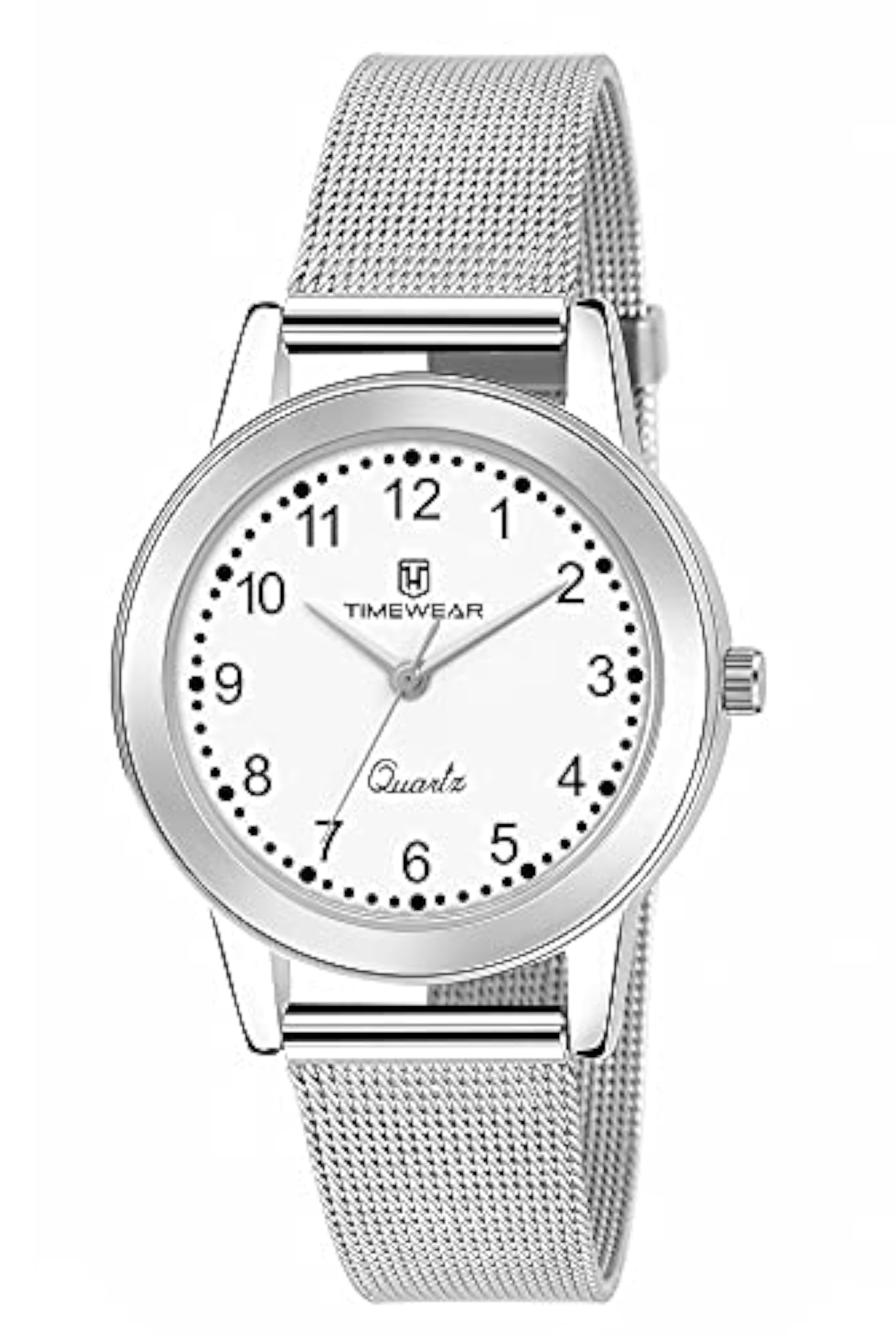 Women's Analog Number Dial Stainless Steel Strap Watch
