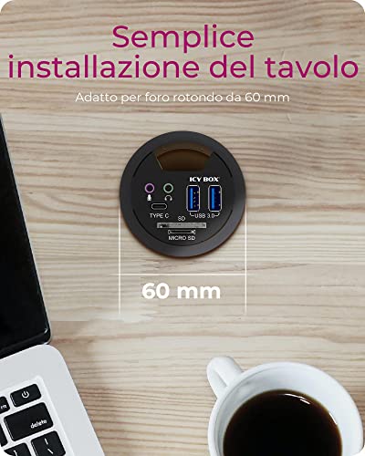 ICY BOX IB-Hub1404A - Hub da tavolo, 60 mm, da