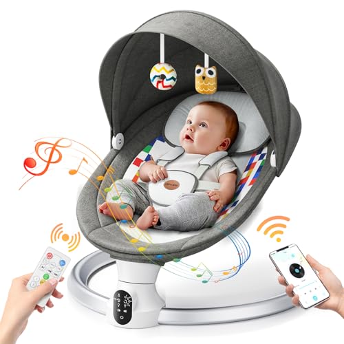 Baby Infant Swing with App Bluetooth 5 Speeds Lullabies