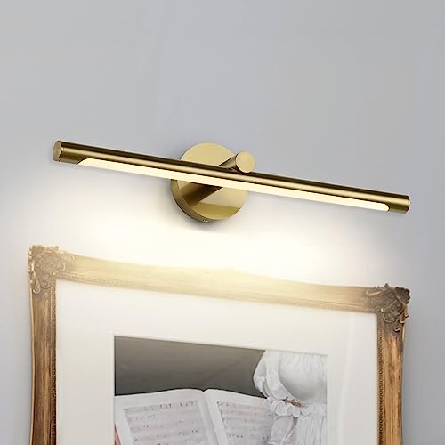 JUSHENG LED Picture Light for Paintings Gold Hard-Wired Connection Gallery Lighting Fixtures Dimmable Modern LED Picture Lights Artwork Display Lighting 24.21'' Inch 12W 3000K Warm White