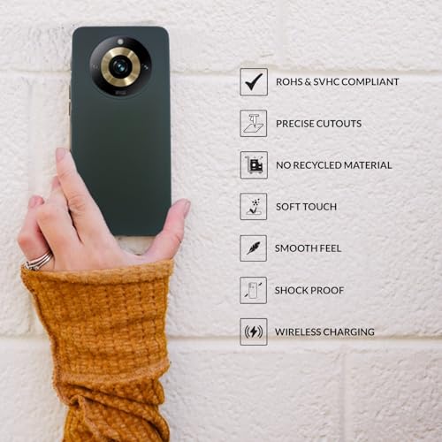 Image of SPRIG Compatible with Realme 11 Pro Plus Premium SilkTone (Liquid Silicone) Back Cover Drop Tested Shock Proof Mobile Case for Men, Women, Boys and Girls with Camera Protection (Dark Green)