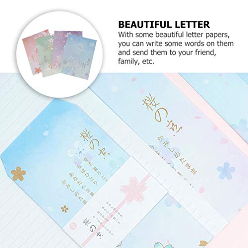 STOBOK 40 Peças de Papel de Carta Estilo Japonês para Escrever Flores de Sakura Em Papel Floral Vint