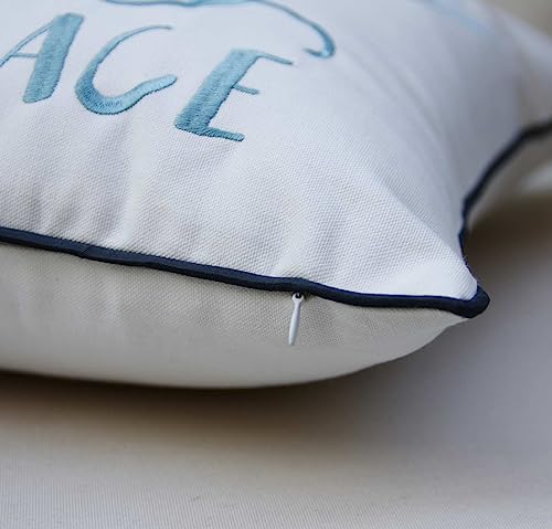 Decopow Embroidered The Beach Is My Happy Place Throw Pillow Cover,Square 18 Inches Decorative Canvas Pillow Cover With The Beach Is My Happy Place Pattern,Cover Only #TOP4