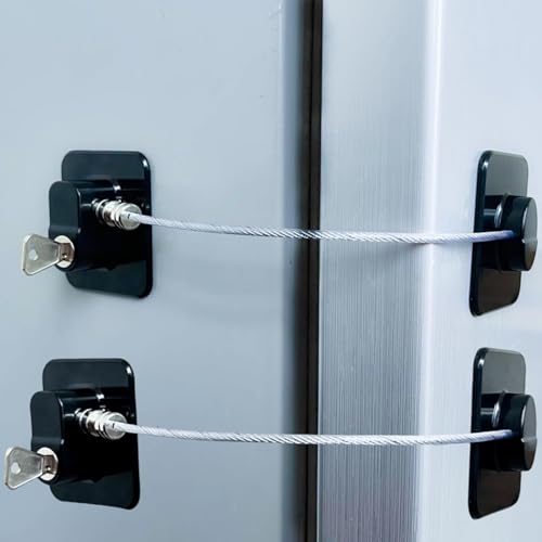 Image of Refrigerator Fridge Freezer Door Lock with Password, Child Proof Door Lock for Kitchen Refrigerator, Cabinets and Drawers, Closets, Windows (Pack of 2 Key Lock)