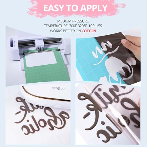 Image of HTVRONT Puff Vinyl Heat Transfer -10 inch x 6ft Light Pink 3D Puff Heat Transfer Vinyl Foaming Colorful Puffy Iron on Vinyl for T-Shirt- Pink Puff Htv Vinyl for Compatible with Cricut Cutting Machine