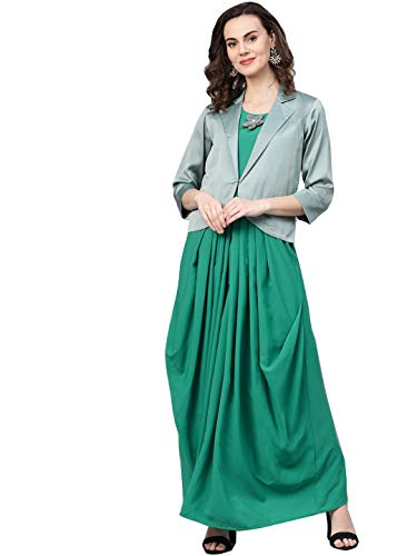 Image of Cottinfab Women's Rayon Blend Pleated Maxi Casual Dress