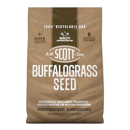 Image of O.M. Scott and Sons Buffalograss Seed, Naturally Drought Tolerant Native Grass Seeds for Lawns, Covers up to 350 sq. ft., 0.7 lb. (Pack of 6)