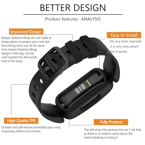 Bracelet de rechange Fitbit Ace 3 en silicone durable - 5