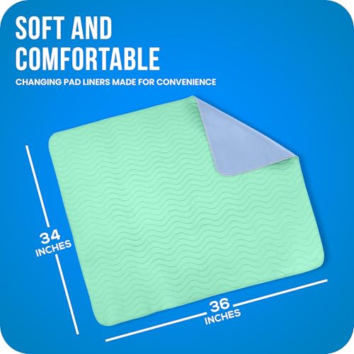 Image of 4 Pack Washable Pee Pads for Dogs 34 inch x 36 inch, Waterproof Dog Training Pads | Reusable Dog Training Pads for Sofa, Incontinence Bed Pads for Adults, Elderly and Kids (Green,Blue) by Utopia Bedding