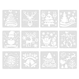 VYNZOR 12 Stück Weihnachten Schablonen Set, Wiederverwendbare Schneespray Fenster Schablonen aus...