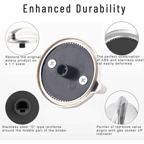 Updated WB03K10303 Stove Knobs Replacement for GE Profile Cooktop & Oven Range, Heavy-Duty Metal Burner Control Knobs, Fit WB03K10208, AP4980246,1810427, etc 5 Packs (Not Universal) view 4