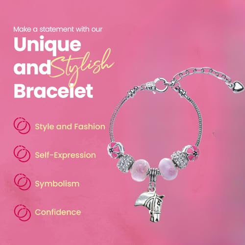 Sportybella Horse Charm Bracelet, Pink European Style Beaded Charm Bracelet, Horse Lovers Equestrian Jewelry- Gift For Her4