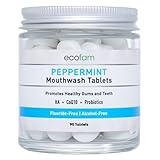 ECOFAM Peppermint Mouthwash Tablets - Chewable Tablet for Fresh Breath Fluoride Free Alcohol Free Travel Size Mouthwash - 90 Tablets
