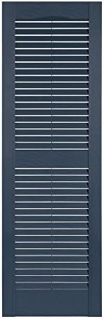 Perfect Shutters Premier Louver Exterior Decorative Shutter, 15" x 47", Bedford Blue
