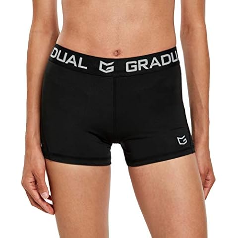 G Gradual Women's Spandex Compression Volleyball Shorts 3" /7" Workout Pro Shorts for Women, Black, S Cover