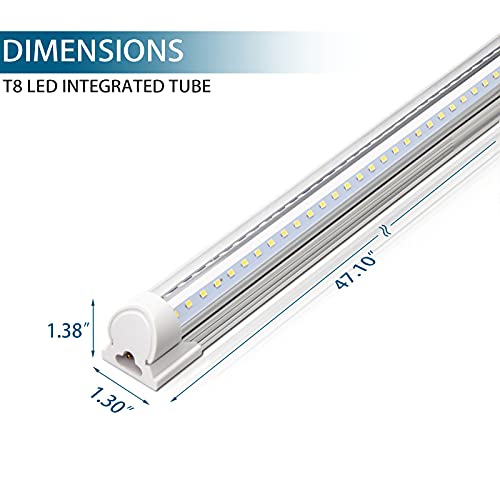 Barrina LED Shop Light, 4FT 40W 5000LM 5000K, Daylight White, V Shape, Clear Cover, Hight Output, Linkable Shop Lights, T8 LED Tube Lights, LED Garage Light 4 Foot with Plug (Pack of 10)