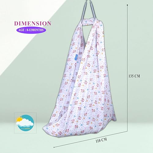 Image of Born Baby Hanging Swing Cradle Cotton thottil Cloth thuni for Babies Baby Boy's and Girl's Sleep Cotton Cloth Cradle /Zula / /Jhula /Jhoola /uyalalu for New Born Babies (White)
